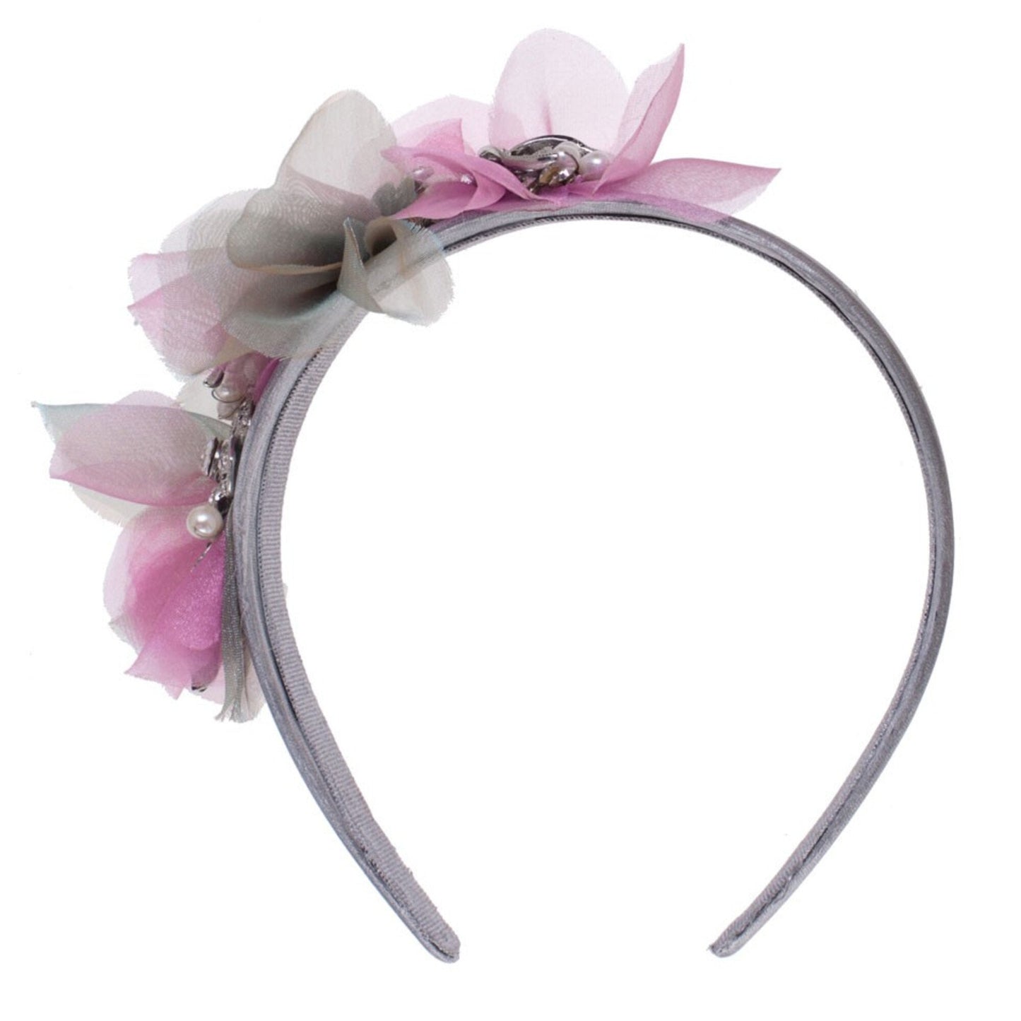 Diadema de pedreria/ Rosa y gris headband/ Headband for Bridesmaids/ Diadema de fiesta con pedreria/ Tocado para madrinas para fiesta