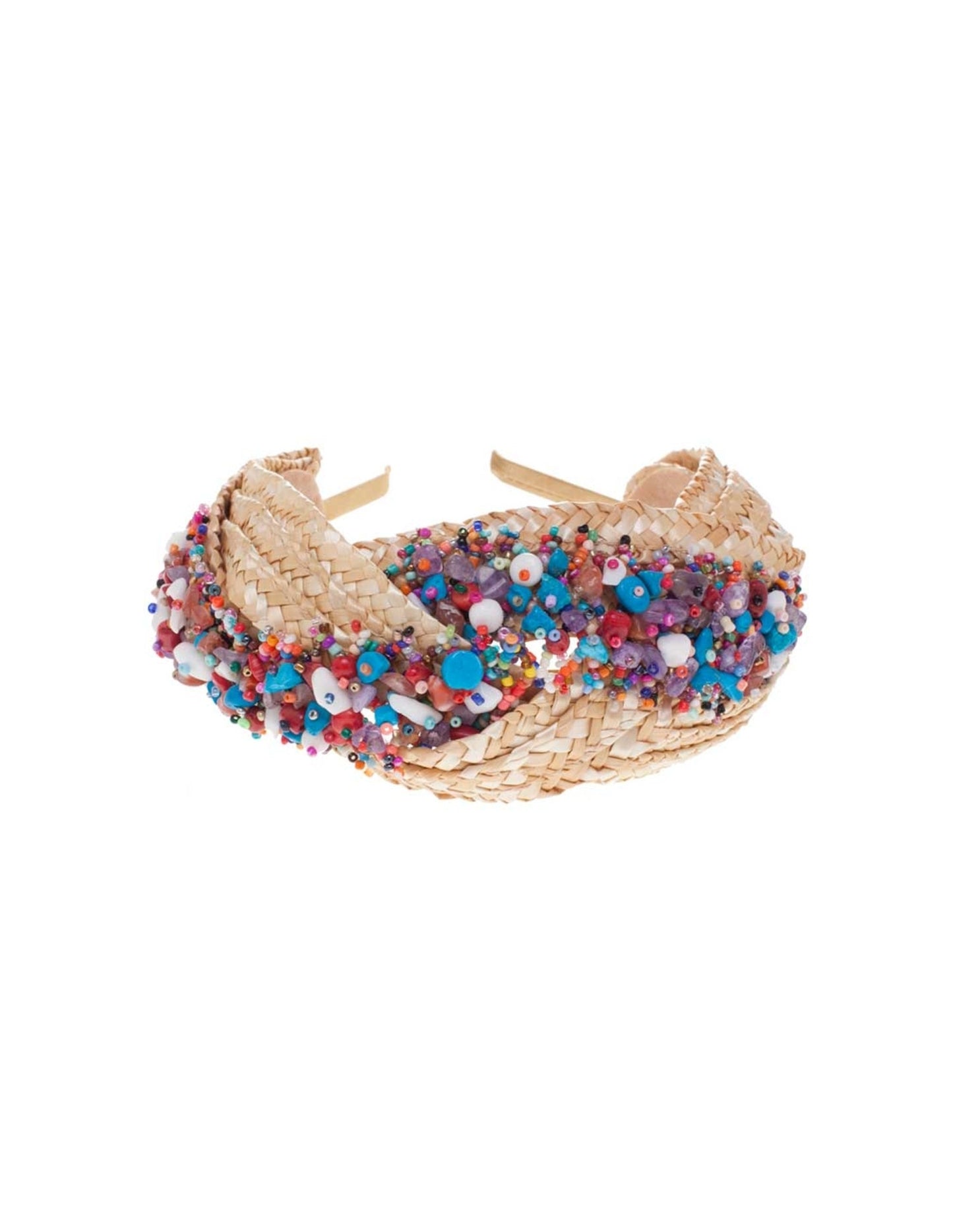 Diadema de rafia con pedreria multicolor/ Headband for Bridesmaids/ Diadema de fiesta/ Tocado para madrinas para fiesta/ Bridal headband