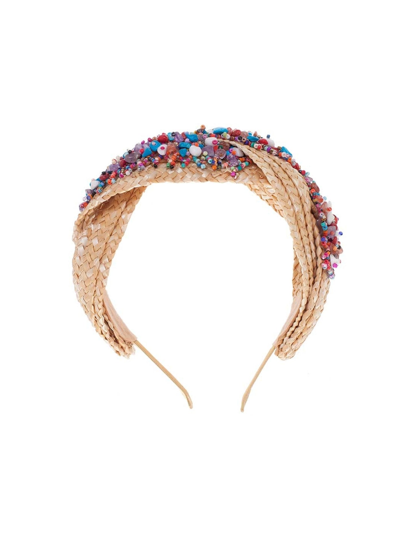 Diadema de rafia con pedreria multicolor/ Headband for Bridesmaids/ Diadema de fiesta/ Tocado para madrinas para fiesta/ Bridal headband