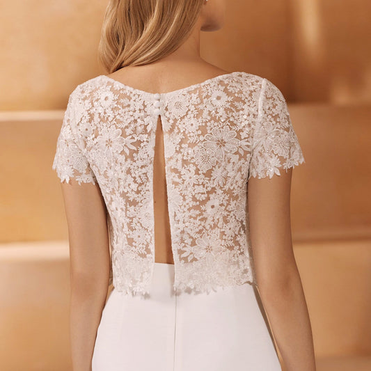 Lace Bridal Bolero Backless, Bridal Bolero short sleeve, Lace Bolero for Wedding, Lace Bolero for Brides, Bolero de novia con encaje