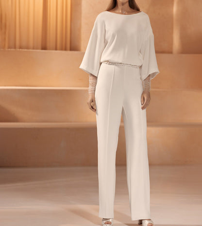 Bolero da sposa elegante, Bolero da sposa in crepe elastico, Bolero off white da sposa, Bolero da sposa in manga largo