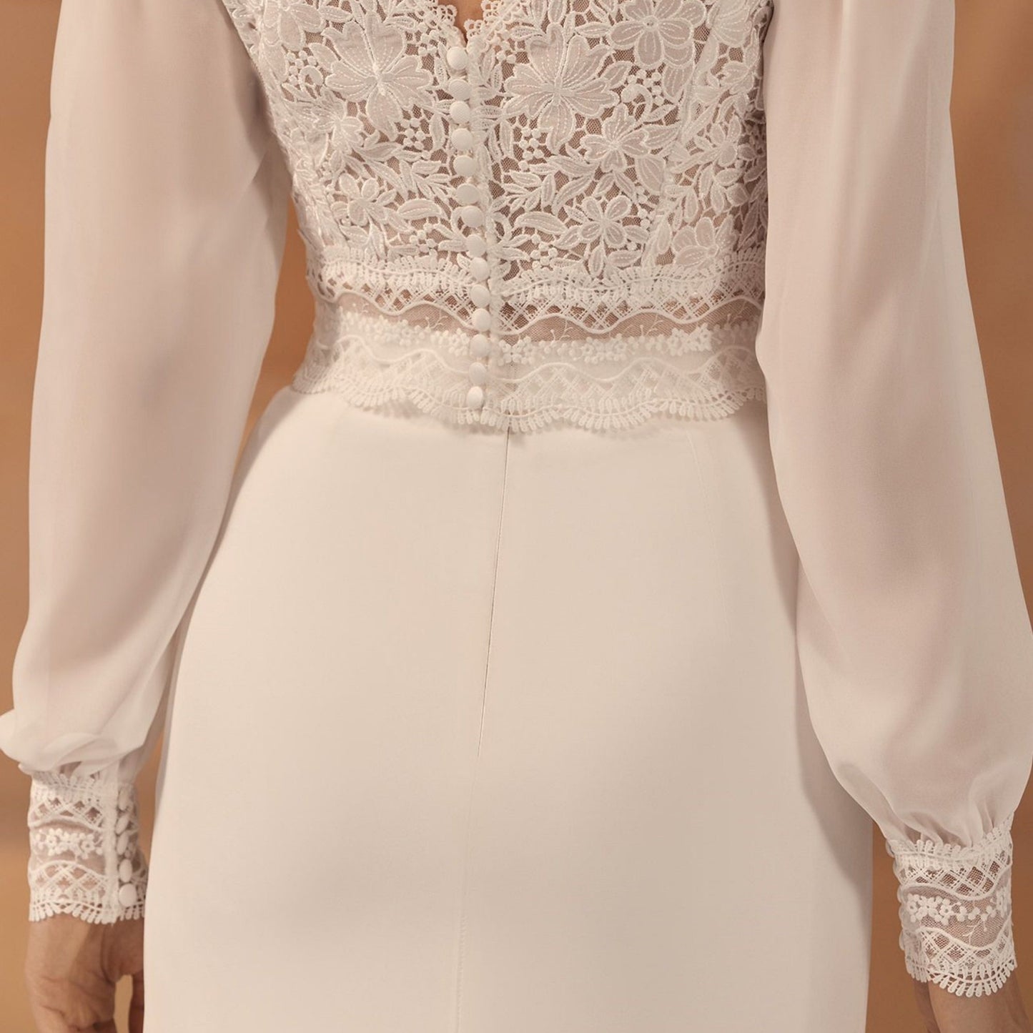 Conjunto Bolero + Falda de novia elegante, Set de dos piezas de novia, Bolero de novia de manga larga abullonada, Falda de novia con cola