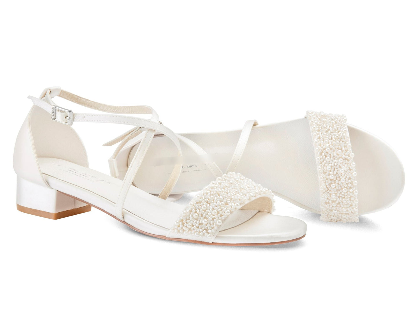 Bridal shoes with pearls, Off white Bridal sandals, bridal shoes block heel , Bridal sandals block heel, Bridal shoes low heel